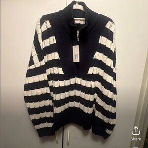 a new day Navy and White Striped Turtleneck Sweater